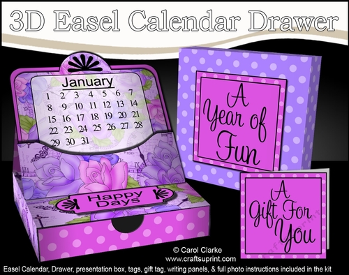 3D Everlasting Easel Calendar Drawer Gift Set - Beautiful Roses 