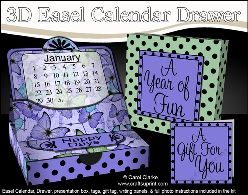 3D Everlasting Easel Calendar Drawer Gift Set - Fluttery Butterfly 