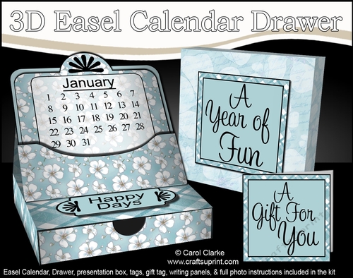 3D Everlasting Easel Calendar Drawer Gift Set - Apple Blossom Flowers