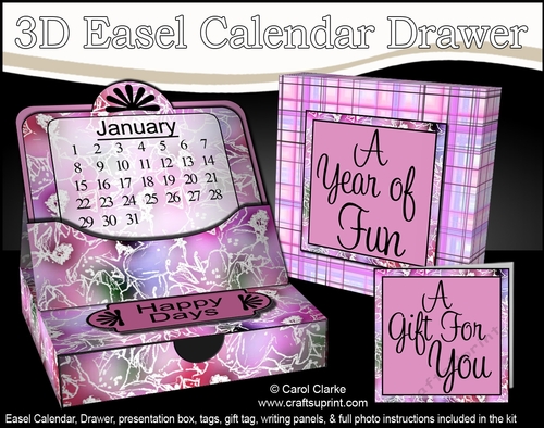 3D Everlasting Easel Calendar Drawer Gift Set - Pretty Floral