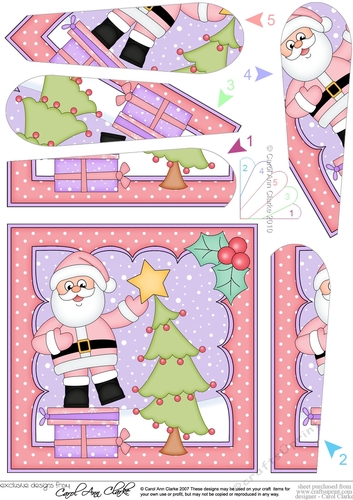 Christmas Santa adds the Star to the Christmas Tree Fan Pyramage Topper