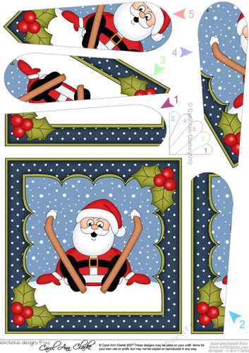 Christmas OOps Santa goes Skiing Fan Pyramage Topper