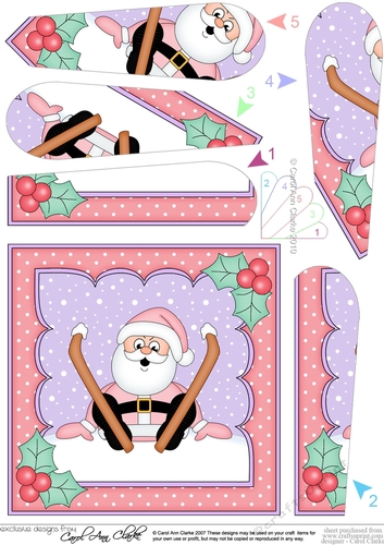 Christmas OOps Santa goes Skiing Fan Pyramage Topper