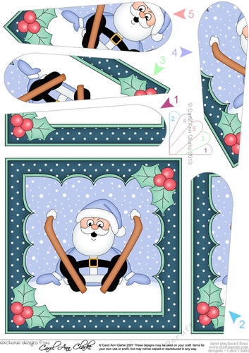 Christmas OOps Santa goes Skiing Fan Pyramage Topper