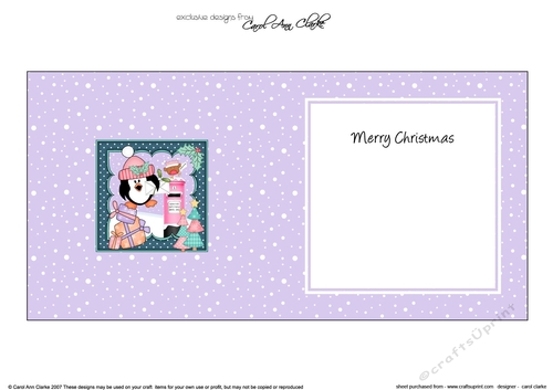Christmas Pip Penguin has a Christmas Stocking matching insert square landscape