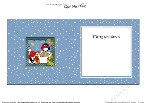 Christmas Pip Penguin has a Christmas Stocking matching insert square landscape