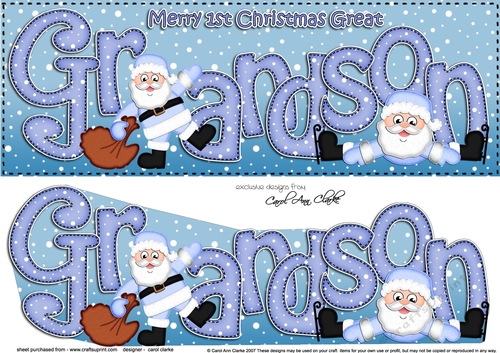 Large DL Merry 1st Christmas GREAT GRANDSON 3D decoupage 