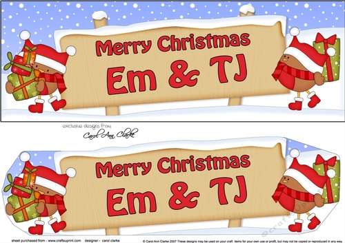 Large DL Merry Christmas EM & TJ 3D decoupage 