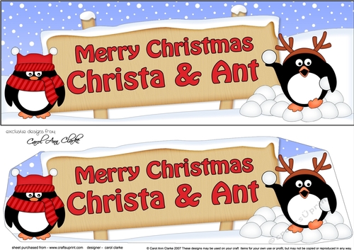 Large DL Merry Christmas CHRISTA & ANT 3D decoupage 