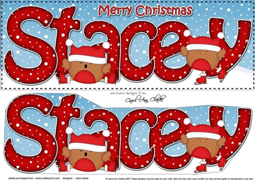 Large DL Merry Christmas STACEY 3D decoupage 