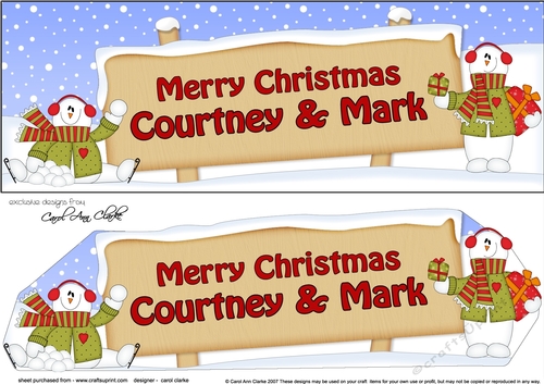 Large DL Merry Christmas COURTNEY & MARK 3D decoupage 