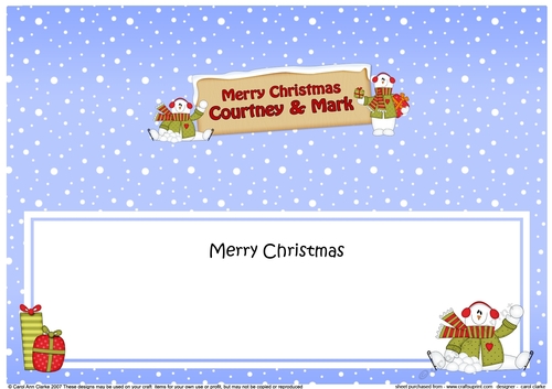 Large DL Merry Christmas COURTNEY & MARK insert