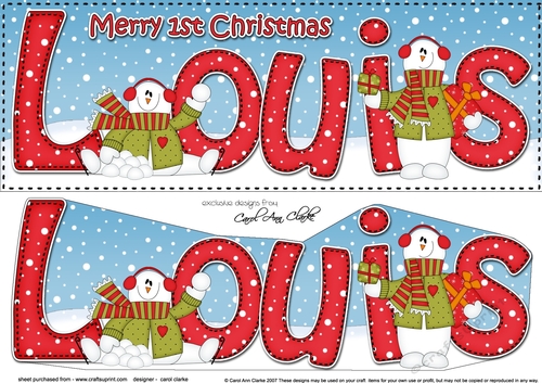 Large DL Merry 1st Christmas LOUIS 3D decoupage 
