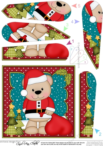 Christmas Livvy Bear has a sack of presents to deliver Fan Pyramage Topper