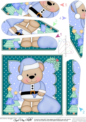 Christmas Livvy Bear has a sack of presents to deliver Fan Pyramage Topper