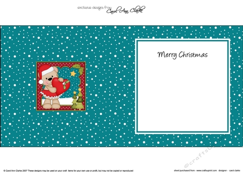 Christmas Livvy Bear has a Heart & Mistletoe  insert square landscape