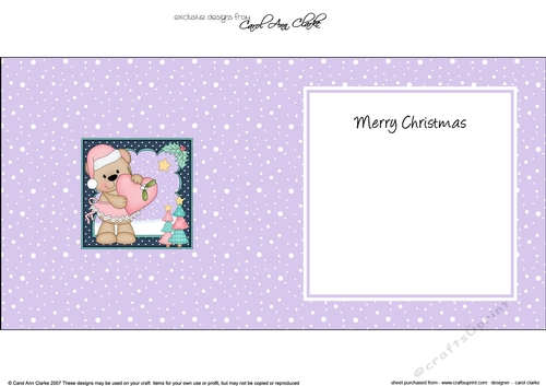 Christmas Livvy Bear has a Heart & Mistletoe  insert square landscape