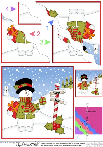 Christmas Snowman Roi has presents at the North Pole Wavy Corner side stacker Topper