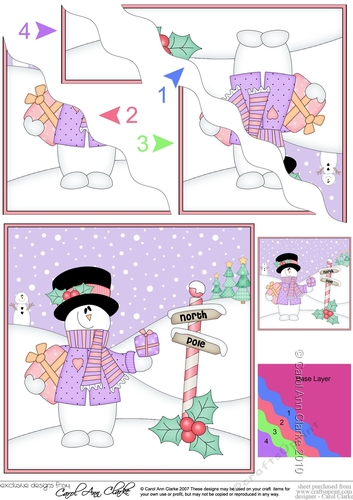 Christmas Snowman Roi has presents at the North Pole Wavy Corner side stacker Topper