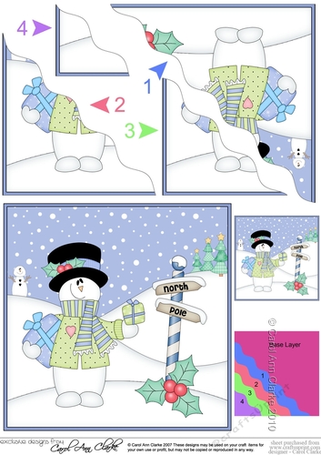 Christmas Snowman Roi has presents at the North Pole Wavy Corner side stacker Topper