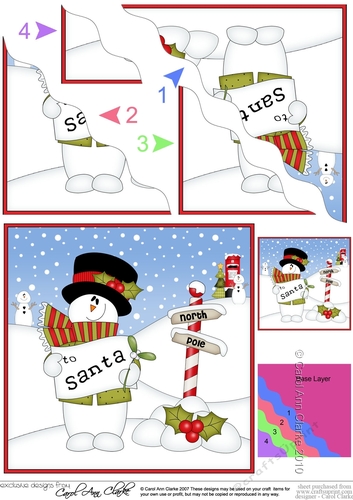 Christmas Snowman Roi has a Letter for Santa at the North Pole Wavy Corner side stacker Topper