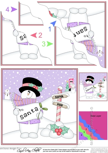 Christmas Snowman Roi has a Letter for Santa at the North Pole Wavy Corner side stacker Topper
