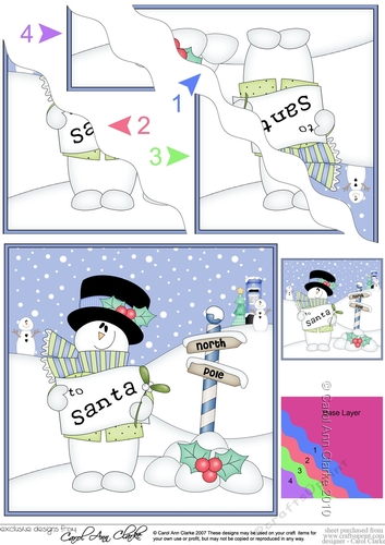 Christmas Snowman Roi has a Letter for Santa at the North Pole Wavy Corner side stacker Topper
