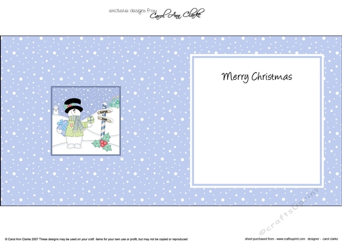 Christmas Snowman Roi has presents at the North Pole insert square landscape