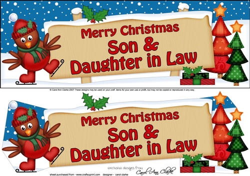 large DL Christmas SON & DAUGHTER IN LAW Robin Signpost 3d decoupage