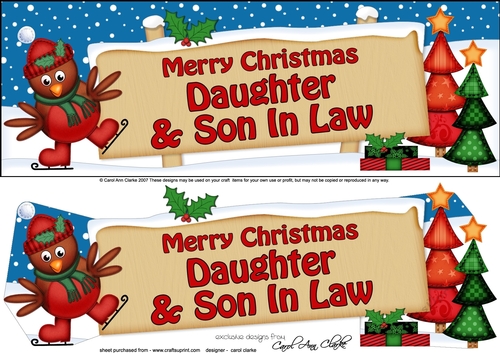large DL Christmas DAUGHTER & SON IN LAW Robin Signpost 3d decoupage