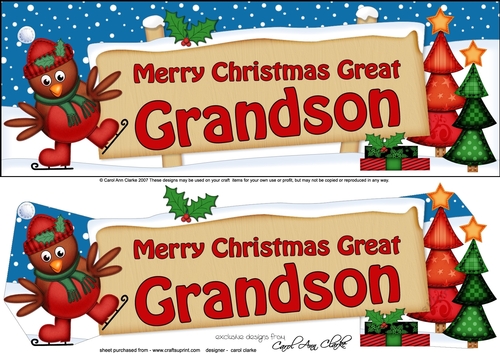 large DL Christmas GREAT GRANDSON Robin Signpost 3d decoupage
