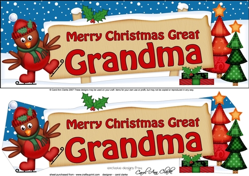 large DL Christmas GREAT GRANDMA Robin Signpost 3d decoupage
