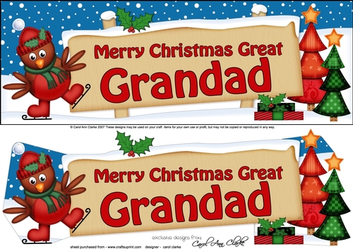large DL Christmas GREAT GRANDAD Robin Signpost 3d decoupage
