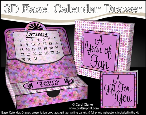 3D Everlasting Easel Calendar Drawer Gift Set - Little Blossoms