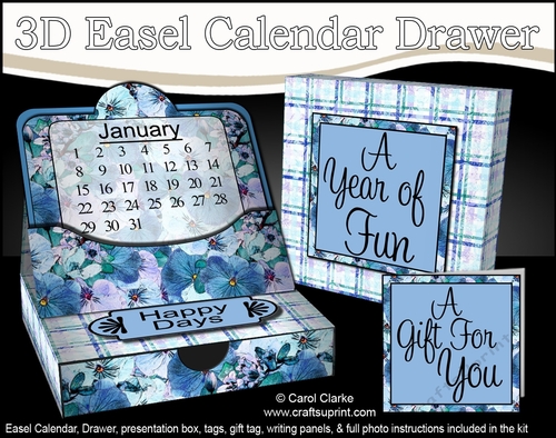 3D Everlasting Easel Calendar Drawer Gift Set - Pretty Pansies