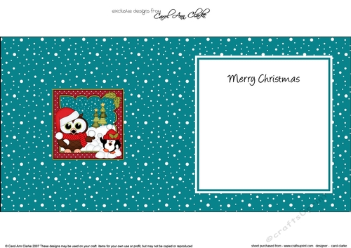 Christmas Little Hoot Owl has a Snowball Fight with Pip Penguin matching insert square landscape
