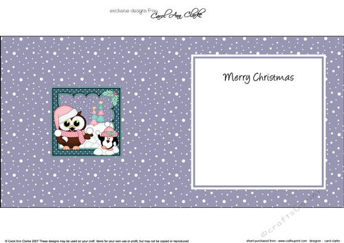 Christmas Little Hoot Owl has a Snowball Fight with Pip Penguin matching insert square landscape