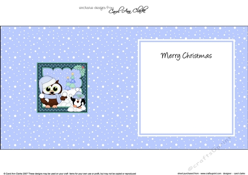 Christmas Little Hoot Owl has a Snowball Fight with Pip Penguin matching insert square landscape