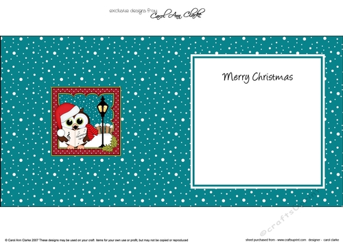 Christmas Little Hoot Owl goes Carol Singing matching insert square landscape