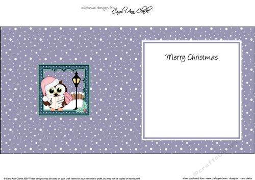Christmas Little Hoot Owl goes Carol Singing matching insert square landscape