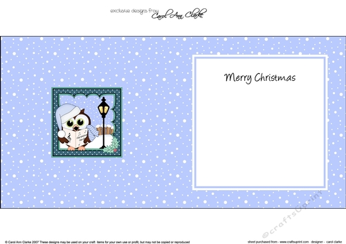 Christmas Little Hoot Owl goes Carol Singing matching insert square landscape