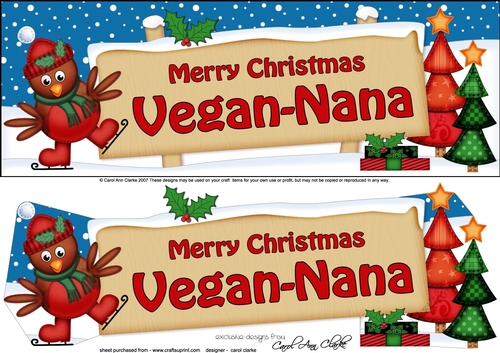 Large DL Merry Christmas VEGAN-NANA 3D decoupage