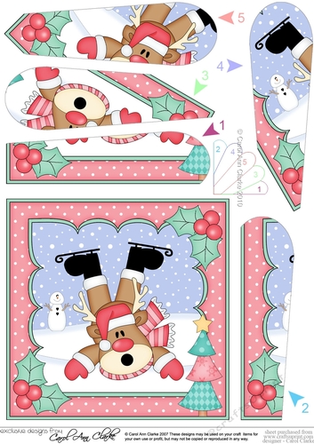 Christmas OOps Rudolph goes Ice Skating Fan Pyramage Topper