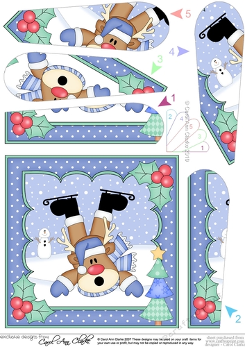 Christmas OOps Rudolph goes Ice Skating Fan Pyramage Topper