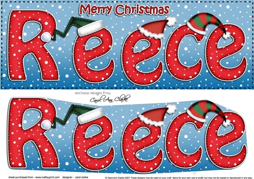 Large DL Merry Christmas REECE 3D decoupage 