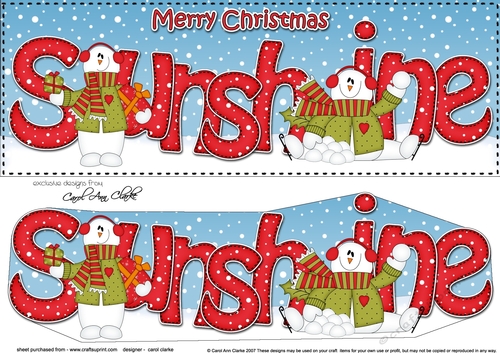 Large DL Merry Christmas SUNSHINE 3D decoupage 