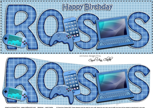 Large DL Birthday ROSS 3D decoupage