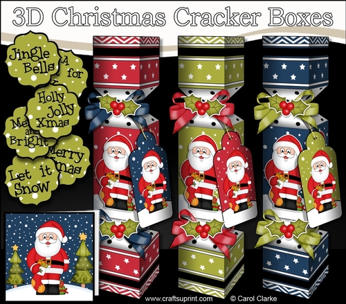 3D Christmas Cracker Boxes Santa has a Christmas Stocking