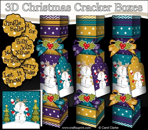 3D Christmas Cracker Boxes Snowballing Snowman Sam & Friend