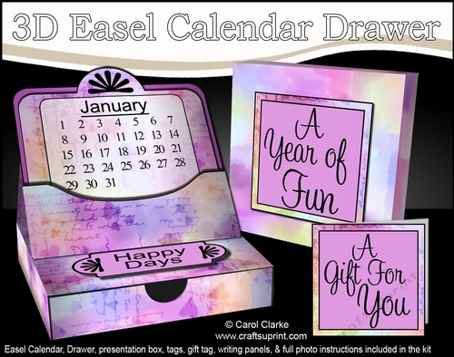 3D Everlasting Easel Calendar Drawer Gift Set - Rainbow Hearts